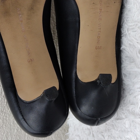 Adrienne Vittadini Saga Black Fine Leather Pointed-Toe Slip On Kitten Heel Pumps - Picture 9 of 16